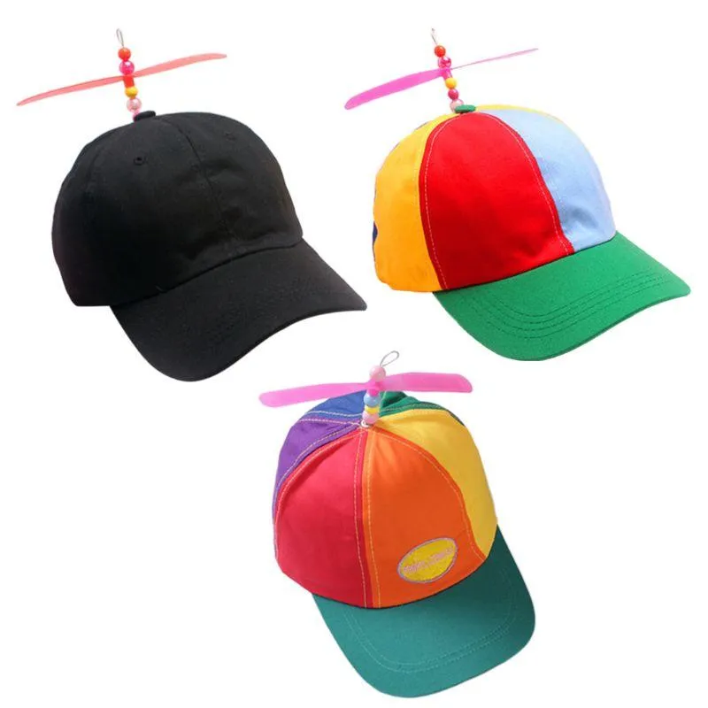 Berets Adult Kid Summer Helicopter Propeller Baseball Cap Colorful Patchwork Dragonfly Beaded Cosplay Party Adjustable Snapback Dad HatBeret