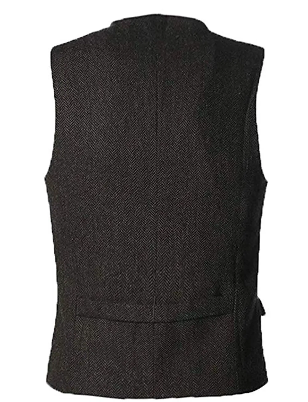 Men's V-Neck Suit Vests Fashion Formal Slim Fit Business Herringbone Dress Waistcoat for Tuxedo Wedding Party 230412_voghion.com