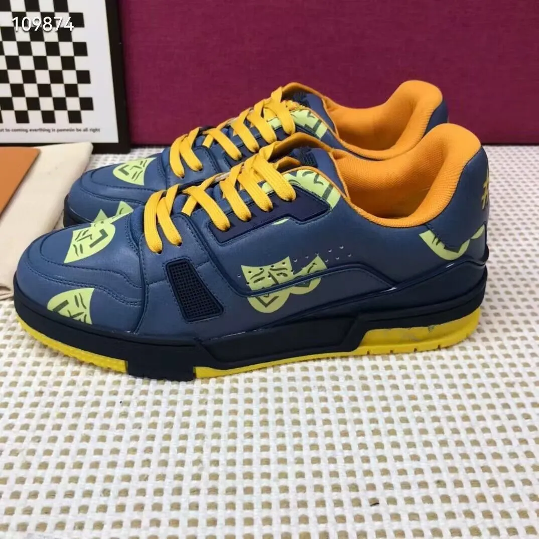 Tränare sneaker intage casual skor virgils vit grön kalv läder franska ablohs herrsko