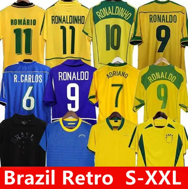 1998 brasilianische Fußballtrikots 2002 RETRO-Trikots Carlos Romario Ronaldinho 2004 Camisa de Futebol 1994 BRASILIEN 2006 1982 RIVALDO ADRIANO JOELINTON 1988 2000 1957 2010