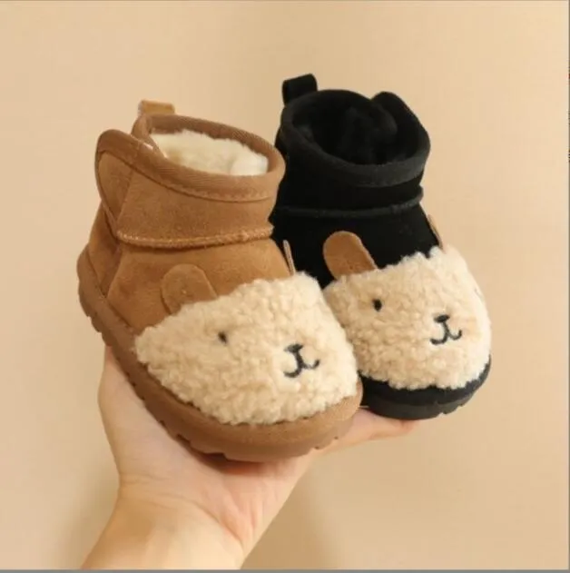 Winter Baby Snow Boots Kids Cartoon Warm Plush Cute Cotton Shoes Boys Girls Soft Sole Non-slip Toddler Boots