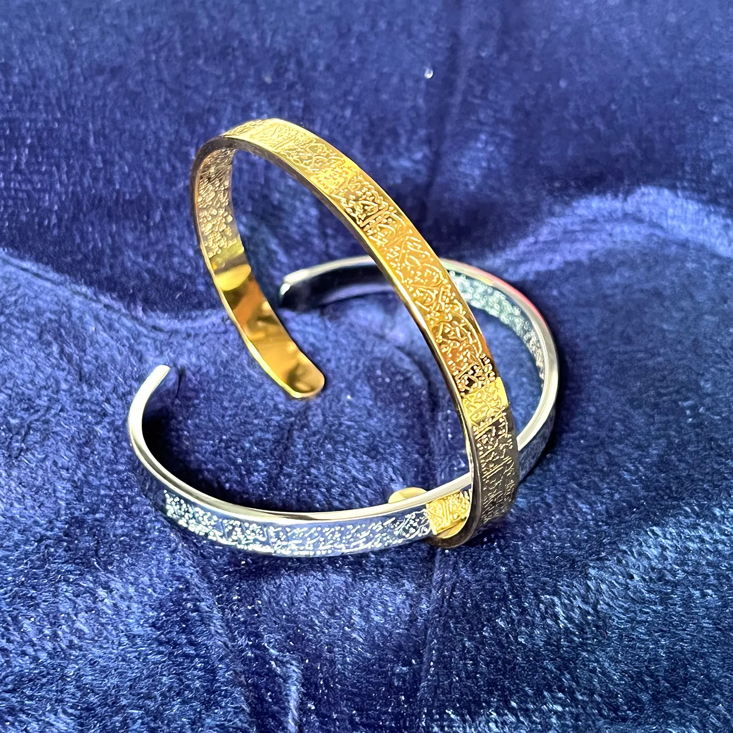 Quran Ayatul Kursi Cuff Bangles For Women Gold Stainless Steel Arabic
