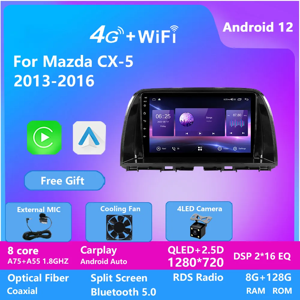 CAR DVD Player Video Multimedia GPS Navigation 4G RAM 64G ROM 10 tum Android för Mazda CX-5 2013-2016