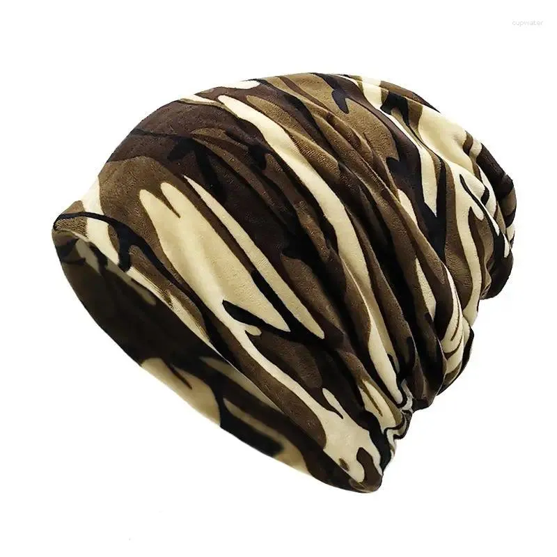 Berets Zebra Imprimir Mulheres Slouch Beanies Outono Inverno Dupla Utilização Chapéus Cachecol Senhoras Moda Feminina Skullies