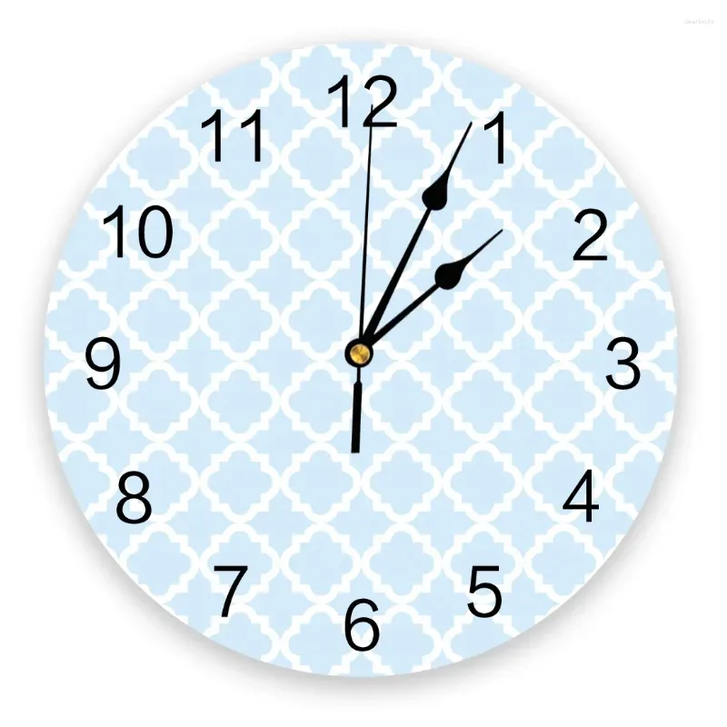 Настенные часы с синими и белыми бриллиантами, геометрические круглые часы для домашнего декора, гостиной, без тикающего звука, современные креативные