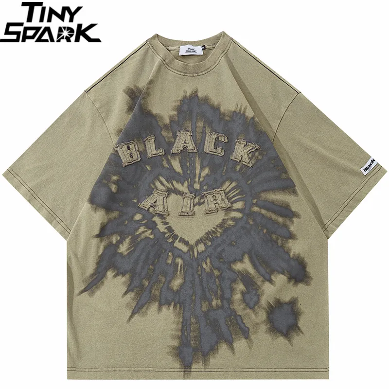 T-shirts pour hommes Hommes T-shirt Streetwear Hip Hop T-shirt surdimensionné Lettre Broderie Coeur T-shirt graphique vintage Harajuku Tops Tees Coton 230412