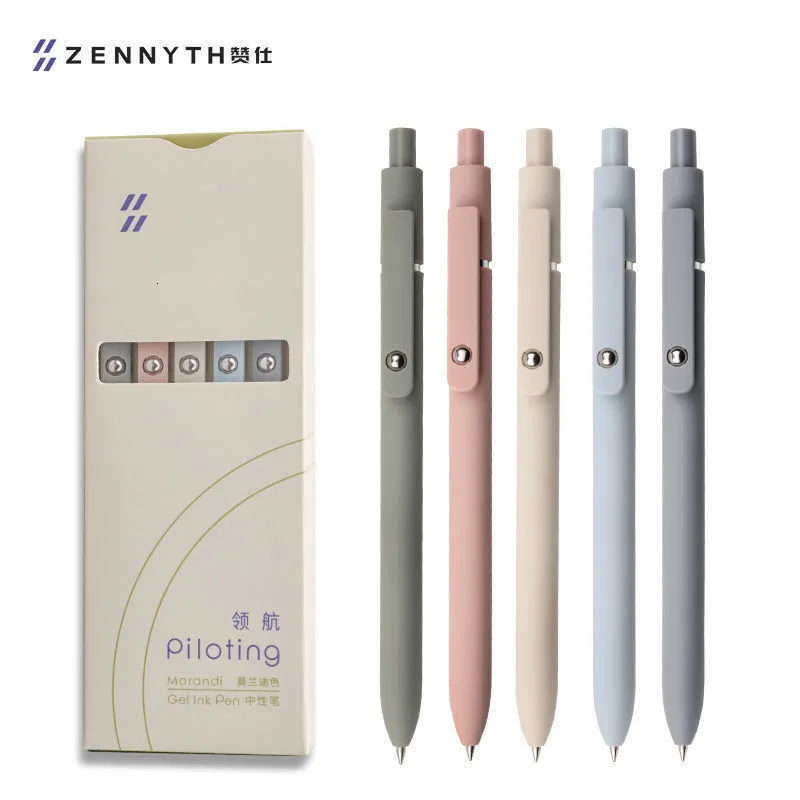 Bollpoint Penns Kaco Morandi Infällbar gelpenna set 0,5 mm skrivgelbläckspennor Black Antifatigue Kawaii School Stationery Kakao Office Penna 230412