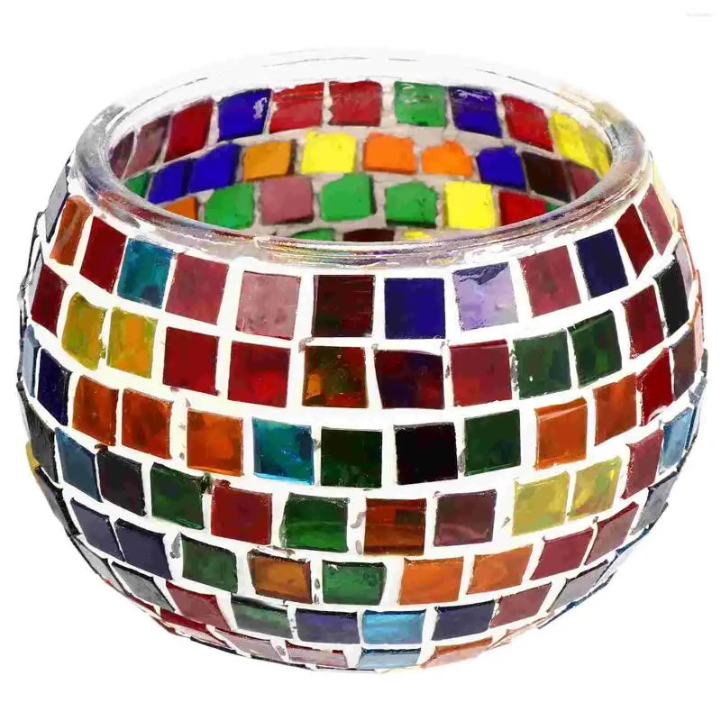 Candle Holders okrągłe szklane stojaki Mosaic Modna świeca Candleholder Dekoracja komputerów stacjonarnych dla właścicieli świec ślubnych