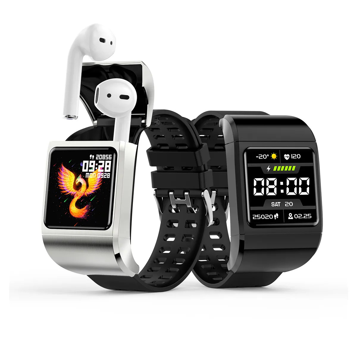 Relógio inteligente de toque completo com fones de ouvido sem fio à prova d'água 2 em 1 smartwatch com fones de ouvido sem fio Frequência cardíaca sono pressão de oxigênio no sangue respiração fintness tracker