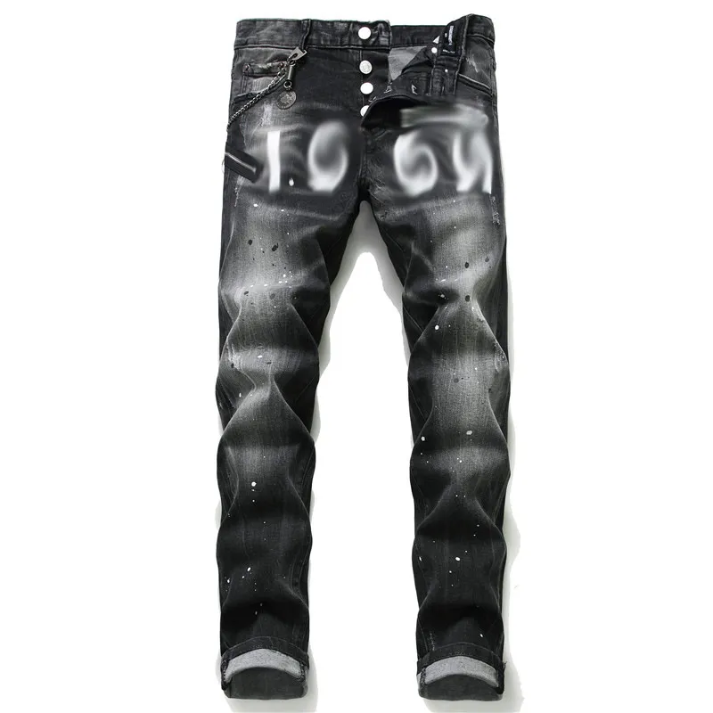 Calça de jeans Blue Hole Ripped calça moda Itália estilo magro jeans de moto motociclista rock rock revival calças xgcm