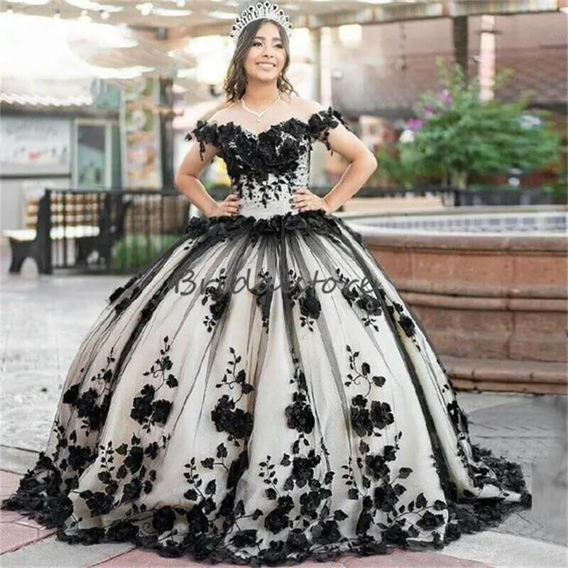 Mexicain Noir 3D Florals Quinceanera Robes Charro 2024 Luxe Fleur Robes De Xv 15 Anos Photoshoot Cheval Robes De Fête D'anniversaire 16 Robes De 15 Quinceanera