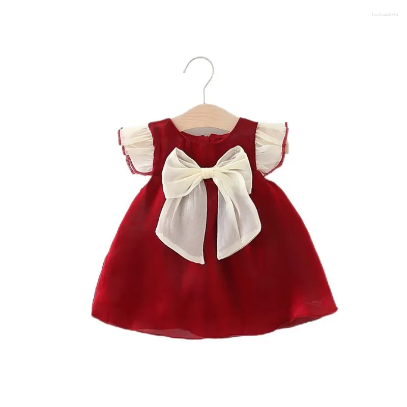 Robes de fille robe de bébé sans manches à gros nœud Costume pour enfants en bas âge