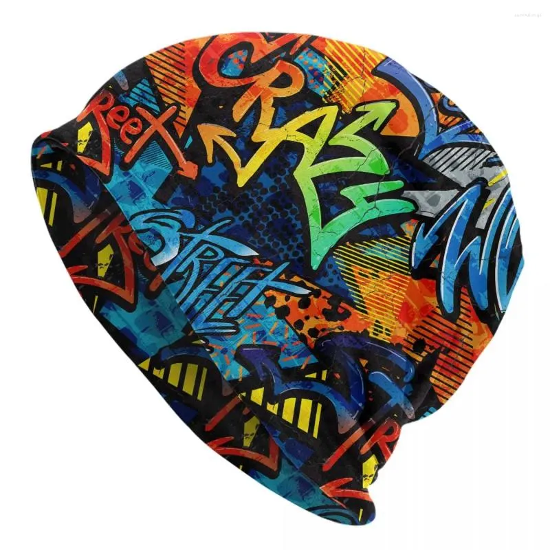 Bérets Bonnet chapeaux Graffiti Art motif hommes femmes mince Skullies bonnets chapeau briques peinture gouttes mots casquette casquettes de rue