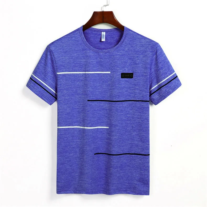 9XL Summer T shirts Men Clothing Polyester Plus Size 5XL 6XL 7XL 8XL Male Tshirts Breathable Short Sleeve Strip Top Tees O-Neck 07
