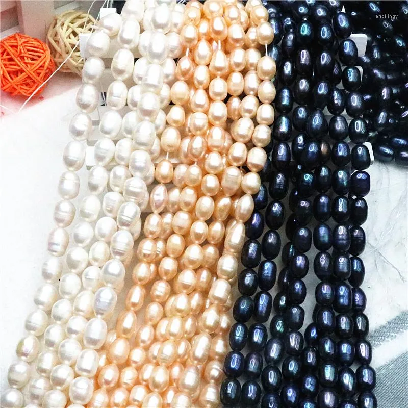 Beads Real Natural Pearls Freshwater Pearl Bead Baroque Loose Rice Shape For DIY Bracelet Necklace Jewelry Making 14"