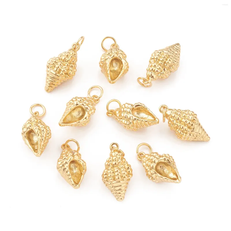 Kolye Kolyeleri Pandahall 10 PCS Conch Chars Charms Pirinç kolye, kolye bilezik küpe mücevherleri için atlama halkaları ile hediye