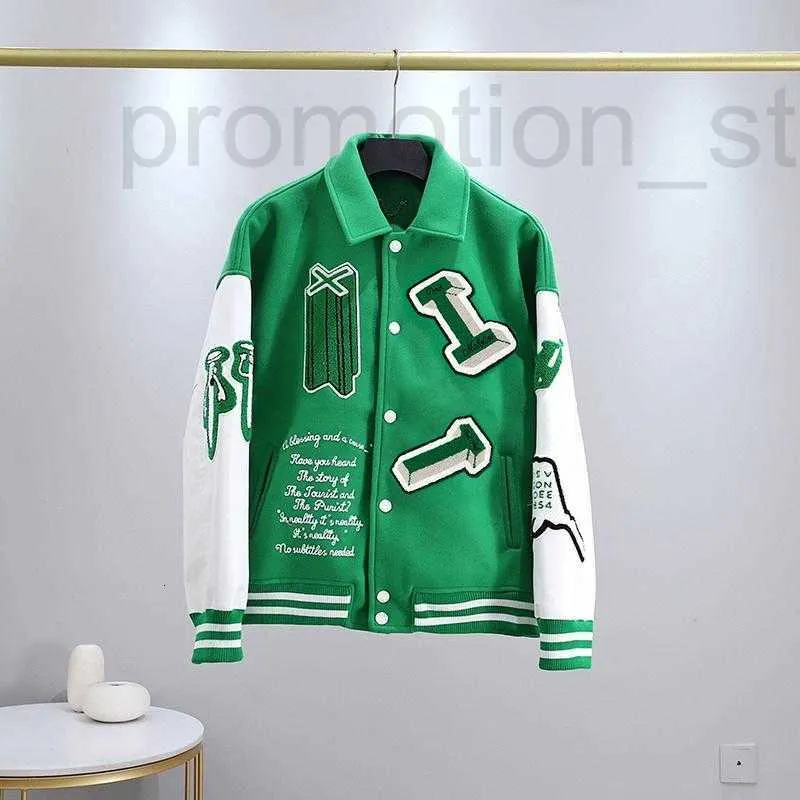 Men's Jackets Designer Fashion Brand Men Jacket L Vintage Loose Long Sleeve Green Baseball Man's Hip Hop Autumn Varsity 5ER0