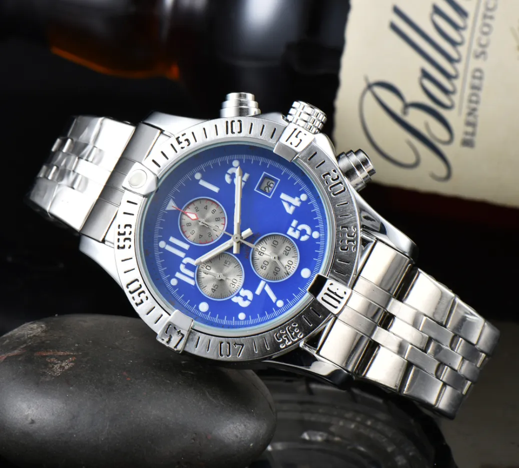 TOPSメンズフル機能腕時計AAAクォーツムーブメント男性タイムクロックフルステンレススチールバンドSapphire Glass Relogio Masculino Wlistwatch SS2