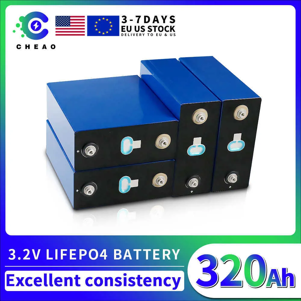 4/16pcs 3.2V 320AH LIFEPO4 Bateria de alta capacidade Recarregável LifePO4 Battery DIY Cell Conjunto para RV Boat Solar UPS Backup System