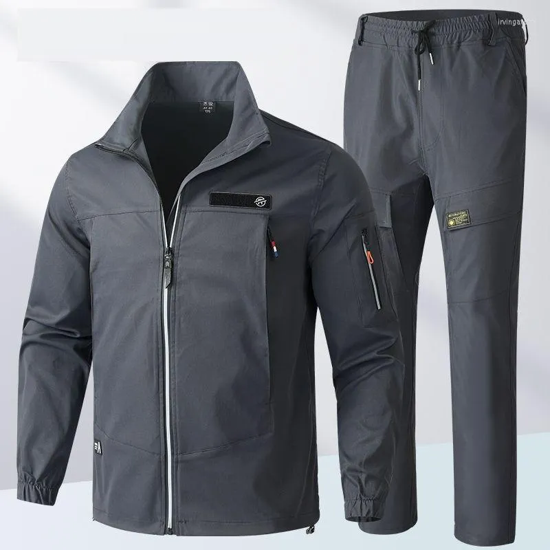 Men's Tracksuits Men Suit Spring And Autumn Wear-resisting Outdoor Work Clothes Elastic Sets