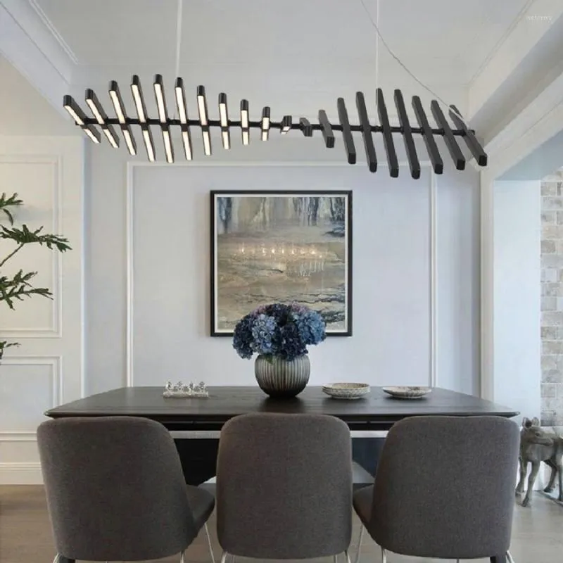 Chandeliers LED Pendant Lamp Nordic For Bedroom Living Room Dining Fishbone Hanging Office Fixture Lights