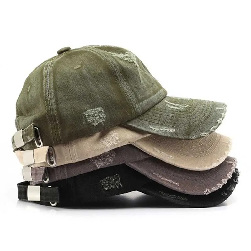 Top Caps Kadın Açık Seyahat Beyzbol Kapağı Vintage Unisex Erkek Spor Şapkası Yırtılmış Sıkıntılı Snapbk Şapka Ayarlanabilir Kamyoner Caps TL001 P230412