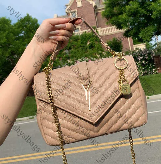 Ontwerpers tassen Damesmode Draagbare Handtas Dames Casual Y Letter Goldern Metalen Ketting Schoudertas Top Lederen Crossbody v-streep handtassen 3F615