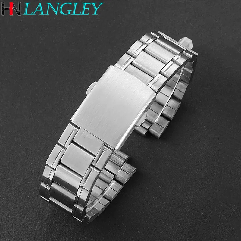 Watch Bands 16mm 18mm 20mm 22mm 24mm Stainless Steel Links Watch Bands Strap Wristwatch Clasp Bracelet Replacement Light Weight Band 230411