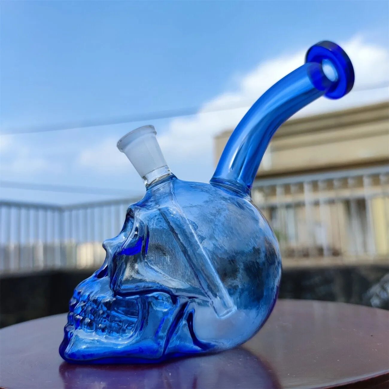 Skull Glass Water Bongs Down Strème Perc Gamiage Shisha Smoking Pipe Unique Verre Bong Dab Rigs de 20 cm de haut