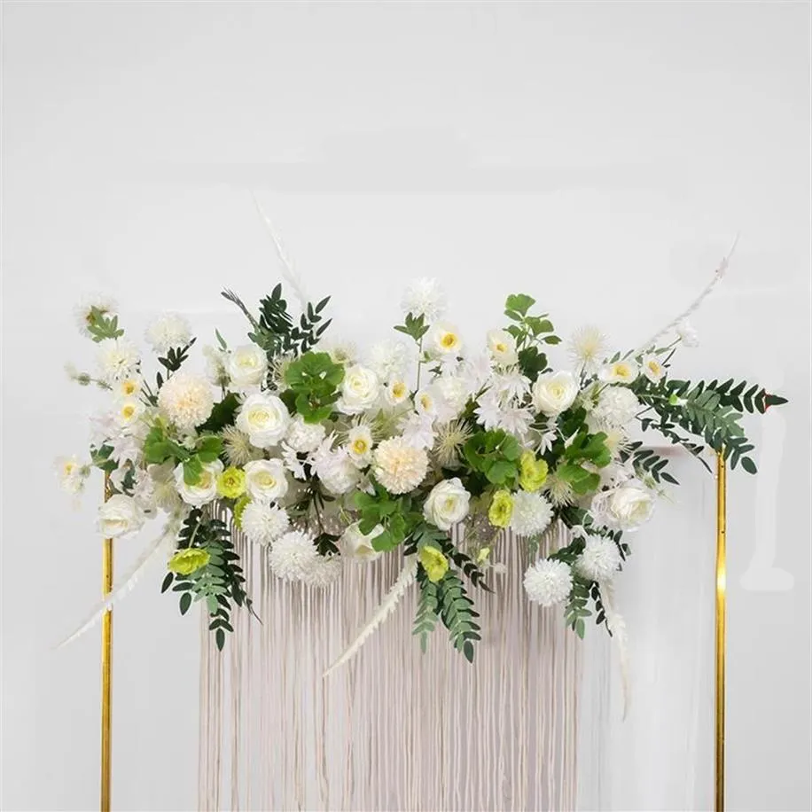 Decoratieve bloemenkransen 50-100 cm DIY bruiloft bloem wandarrangement benodigdheden zijde roos hortensia kunstmatige rij decor ijzer A298s