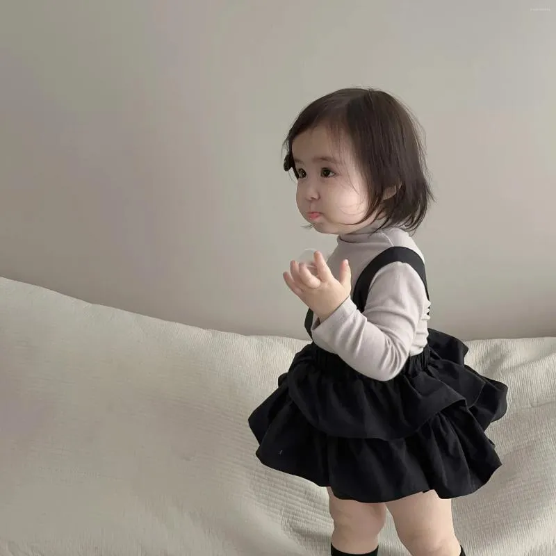 Mädchen Kleider 2023 Herbst Baby Ärmelloses Strap Kleid Solide Infant Overall Kleinkind Prinzessin Kleidung Kinder Sling