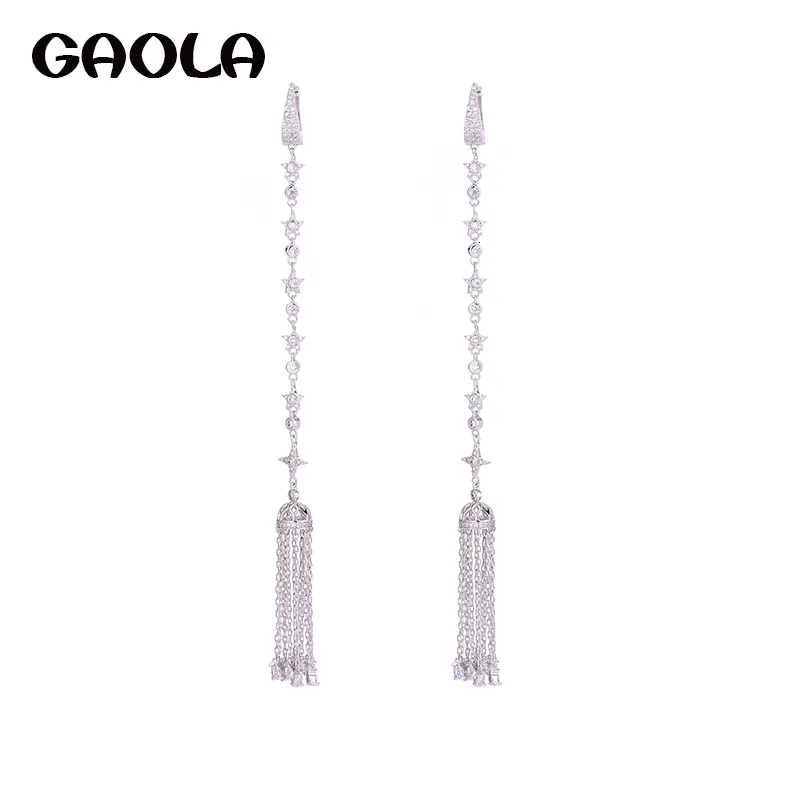 Stud GAOLA Fashion Long Tassel Earring Ladies Women Crystal Weeding Party Dangle Earrings 230412
