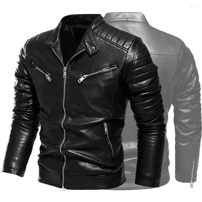 Vestes pour hommes Veste de moteur pour hommes Style Faux Manteaux en cuir Homme Moto imperméable Biker Homme Hiver