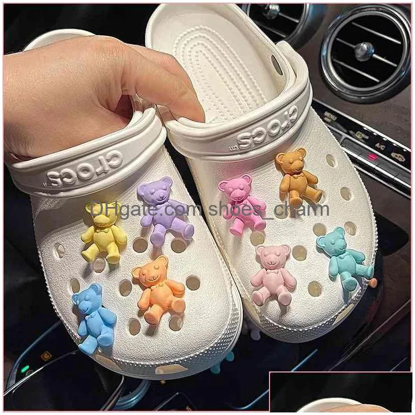 Аксессуары для обуви 8 штук медведей заклинают дизайнер DIY Colorf Animal Decaration for Croc Jibs Clogs Kids Boys Girls Gifts Dhnr0