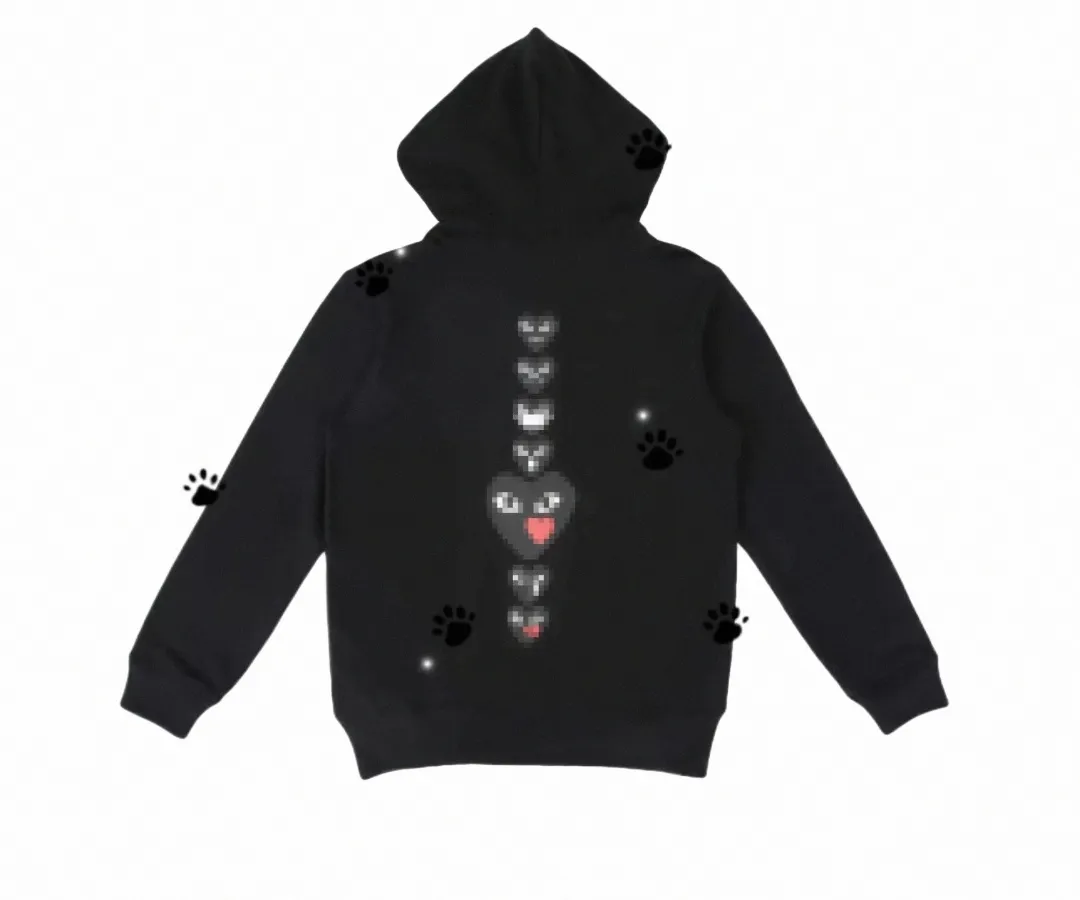 designer Men's Hoodies Com Des Garcons PLAY Sweatshirt CDG Black Multiheart Zip Up Hoodie XL Brand Black New b8NT#