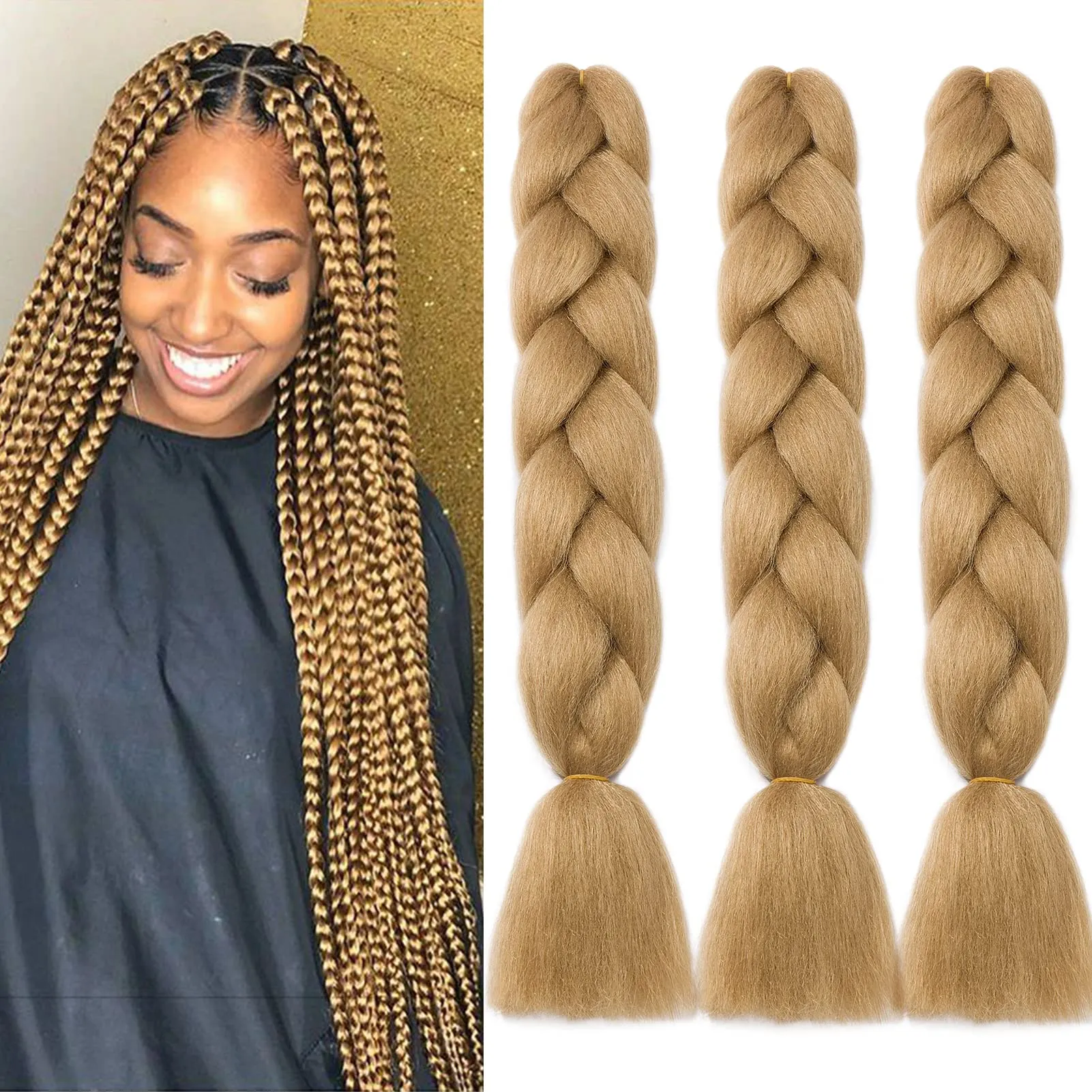 Jumbo vlechten haaruitbreiding donkere blonde vlechten synthetische kanekalon haakhaar twist afro box vlecht