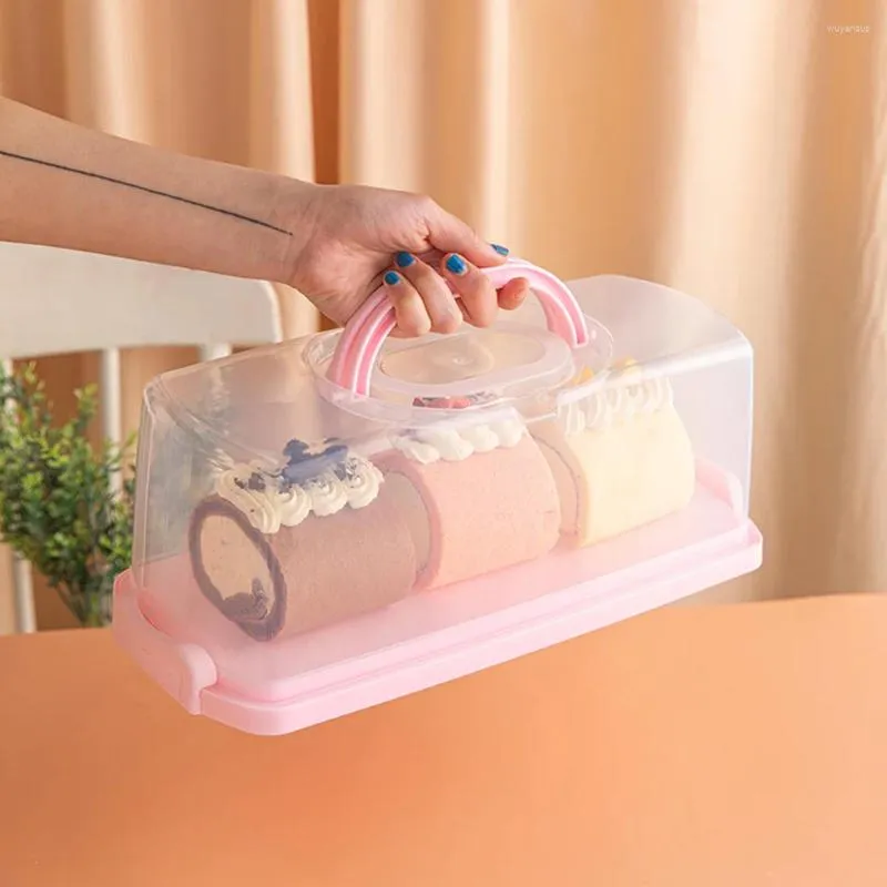 Bouteilles de stockage Boîte à pain portable avec poignée rectangulaire pain gâteau conteneur couvercle gardien pour le transport et le stockage