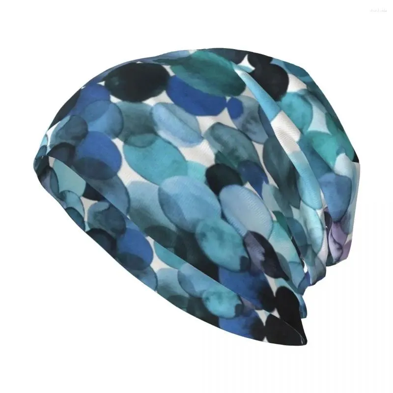 Berets niebieski akwarela kropki dzianinowe czapkę golf golfa noszona słoneczna czapka dla mężczyzn damska
