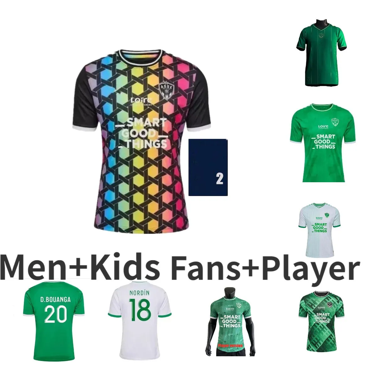 90th 23 24 Maillots AS Saints Etienne Soccer Jerseys 2023 2024 ASSE