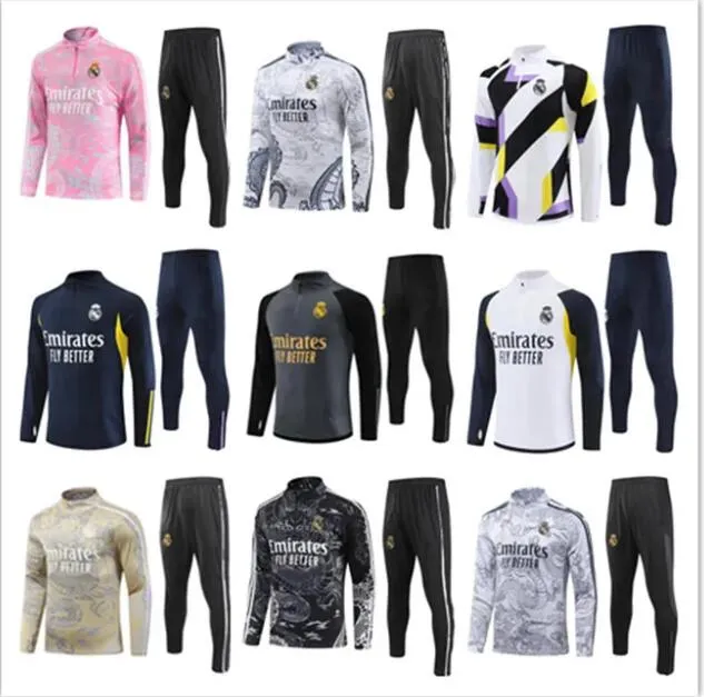 Real Madrid Tracksuit 2023 2024 Training Suit VINI JR BELLINGHAM Real Madrides Men and Kids Football CAMAVINGA Sportswear Chandal Futbol Jacket
