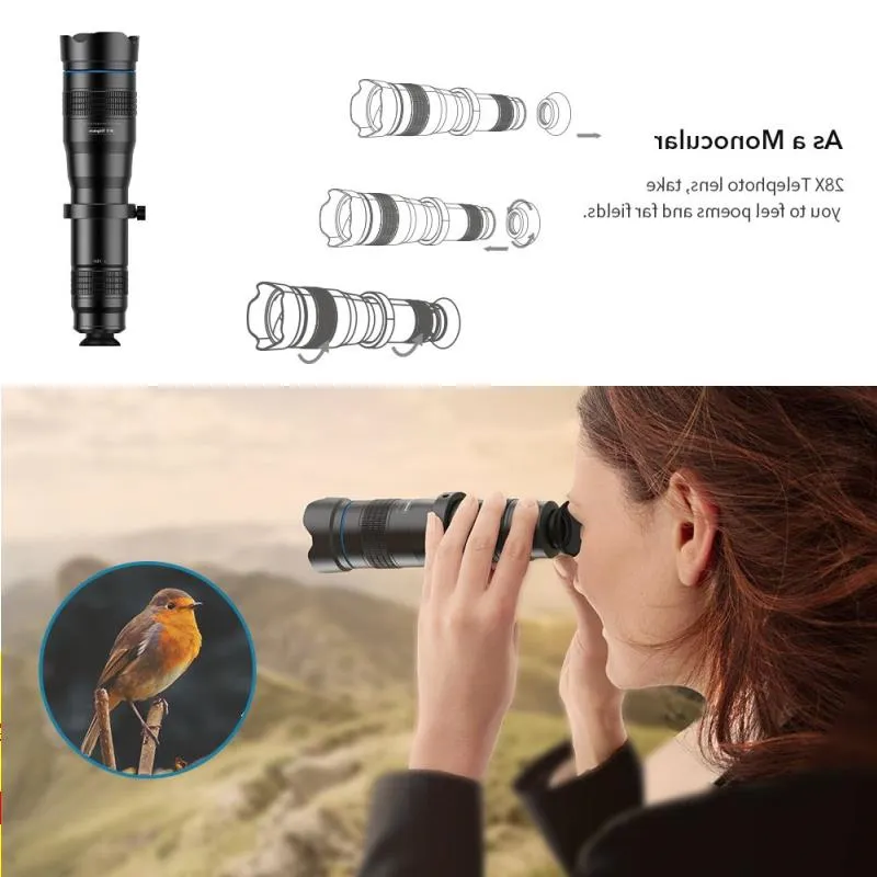 FreeShipping New 4K HD 50X Optical Zoom Phone Camera Lens Telephoto Lens Monocular Mobile Phone Lens Telescope for All Smartphones Lens Tlae