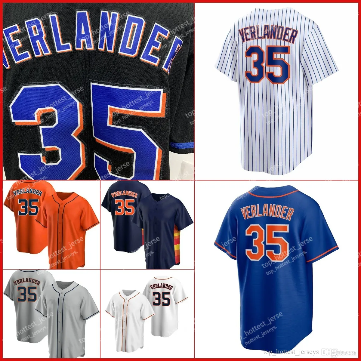 35 Justin Verlander Baseballtröjor Verlander 35 Blue Orange Grey White Mens Stitched Houston Jersey All Stitched Mens Shirts Kort ärm