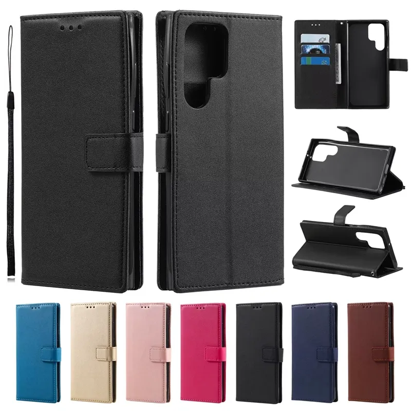 folio skórzany portfel etui do samsung a24 a34 a54 galaxy s23 ultra plus a14 4g 5g owca klapka etui PU moda luksusowa karta identyfikacyjna gniazdo magnetyczny uchwyt na telefon etui pasek