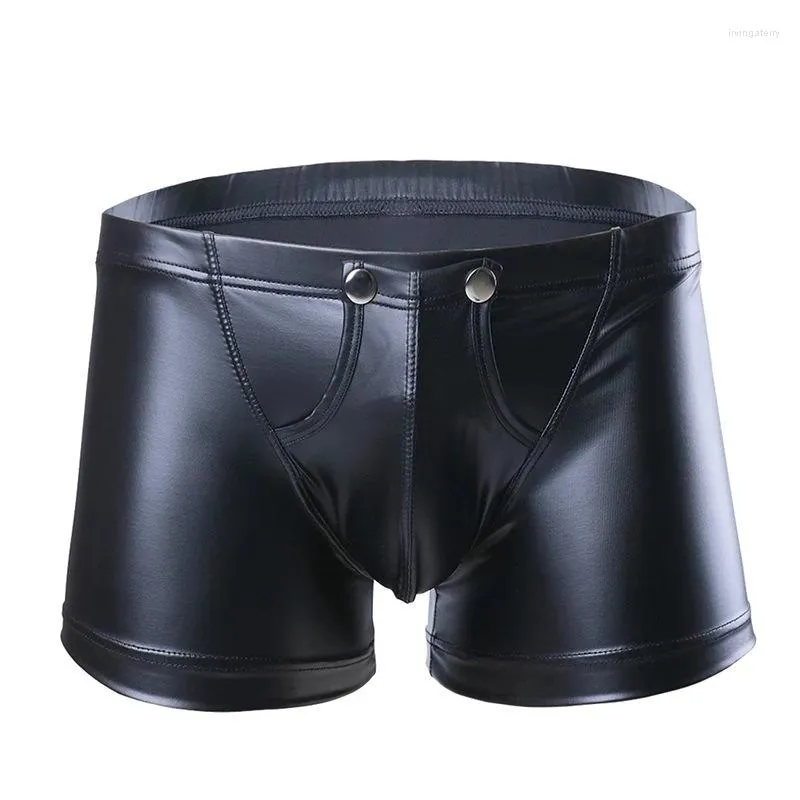 Unterhose Sexy Schwarz Matt Kunstleder Boxershorts Cock Pouch Panties Sex Gay Men Fetishwear Kein eigenartiger Geruch Plus Größe S-5XL