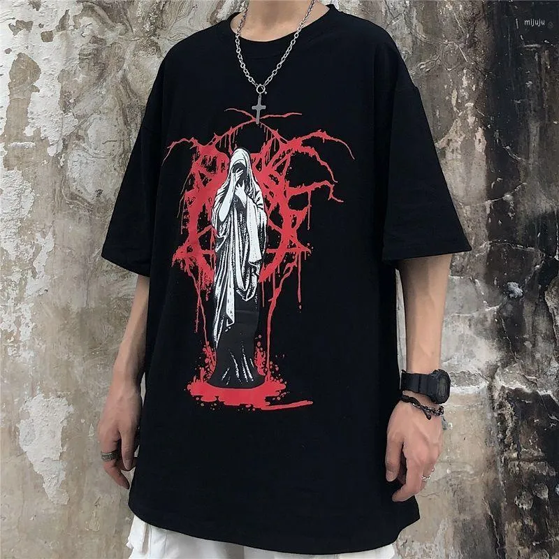 Herren T-Shirts Hip Hop Y2k Übergroßes T-Shirt für Herren Goth Punk Sommer Streetwear Ästhetische Harajuku T-Shirts Grunge Mode Kurzarm Paar