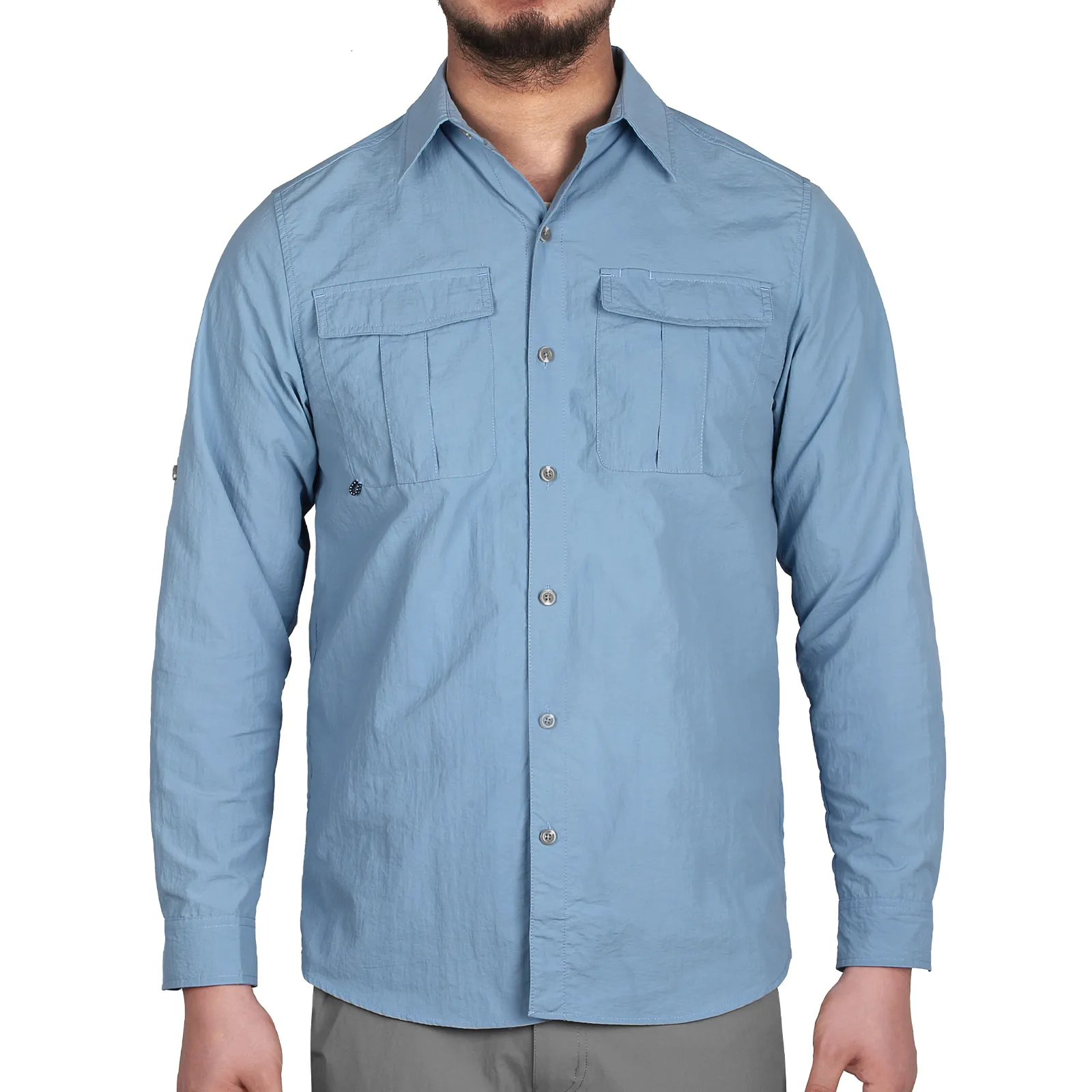 Camisas informales para hombre Camisa de senderismo con protección UV UPF 50, ligera, transpirable y de secado rápido para hombre, camisa de pesca de manga larga 230412