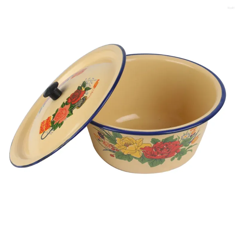Bowls Bowl Soup Bowl: 14L Vintage Kinesisk stil sallad Noodle Kök fruktblandning med lock dekorativt för hemmet