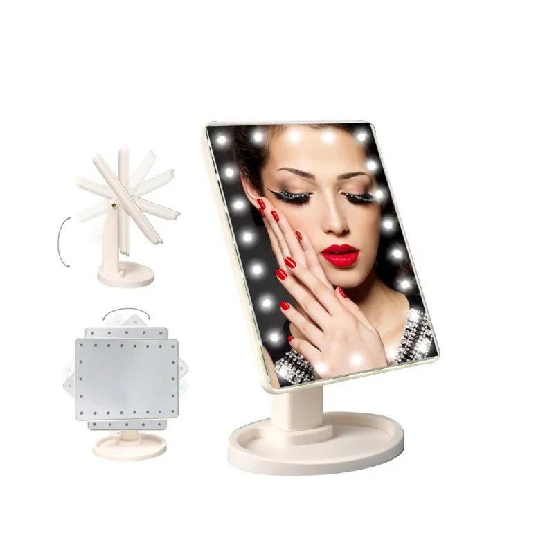 LED Make Up Mirror Cosmetic Desktop Portable Compact 16/22 LED -lampor Tänd resemakeup spegel för kvinnor svart vit rosa bj