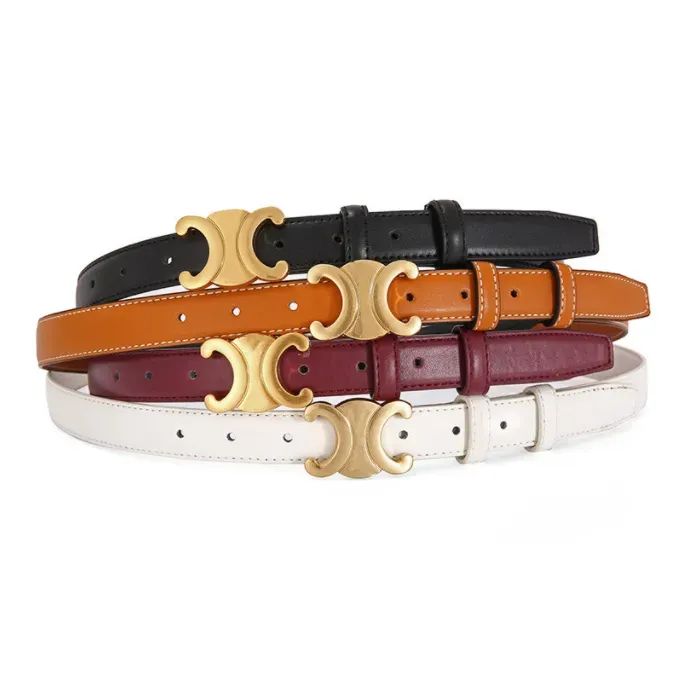 Designer Mode Echte Lederen Riemen Voor Dames Heren Casual Tailleband Dames Gouden Gladde Gesp Koeienhuid Riem Dames Einture Gordel 2.5cm 3.5