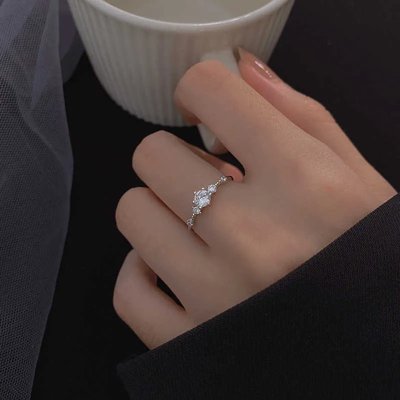 Band Rings Cute Female Small Round Stone Ring % Real Sterling Silver Wedding Band Ring Promise Open Engagement Rings For Women AA230412